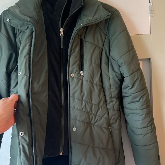 Free Country Puffer Green Dual Zip Partial Fleece Lined Women’s S - Picture 8 of 16